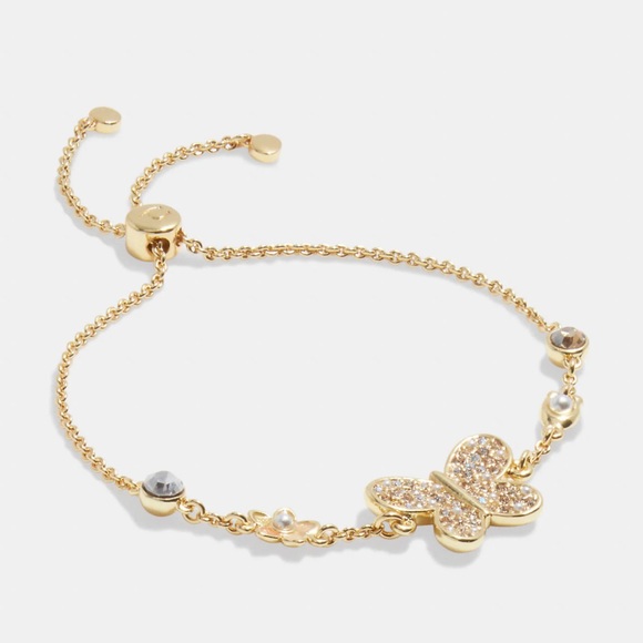 Coach Pavé Butterfly Slider Bracelet in Gold - Picture 1 of 2